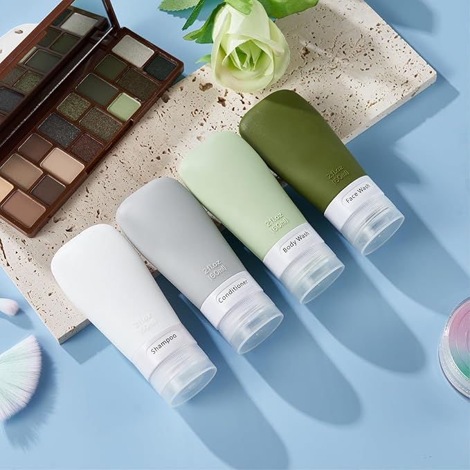 INSFIT Portable Travel Bottles, TSA Approved Leak Proof Containers for Toiletries, BPA Free Refillable Accessories for Shampoo, Body Wash, Liquids (4 Pack)