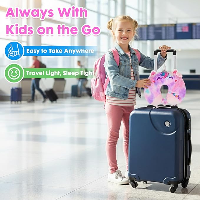 Travel Neck Pillow for Kids Adult Cute Soft Plush Memory Foam Airplane Neck Pillow for Traveling Animal Flight Pillow Head Rest Neck Support for Cars Long Flights