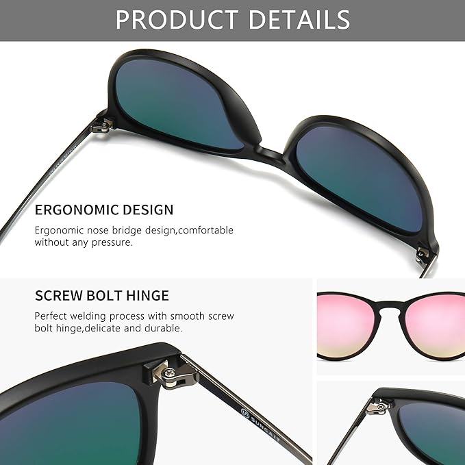 SUNGAIT Premium Vintage Round Sunglasses for Women Men Classic Retro Trendy Style