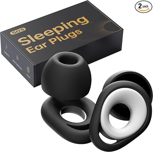 Ear Plugs for Sleeping Noise Cancelling, Reusable Silicone Earplugs for Sleeping, High Fidelity with Mute Layer for Noise Redution for Travel,Focus,28dB Noise Reduction (Black White)