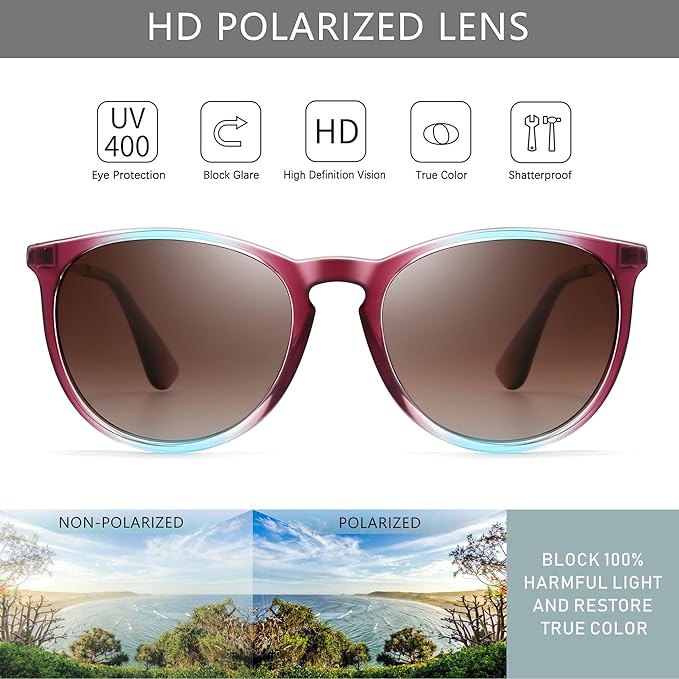 SUNGAIT Premium Vintage Round Sunglasses for Women Men Classic Retro Trendy Style