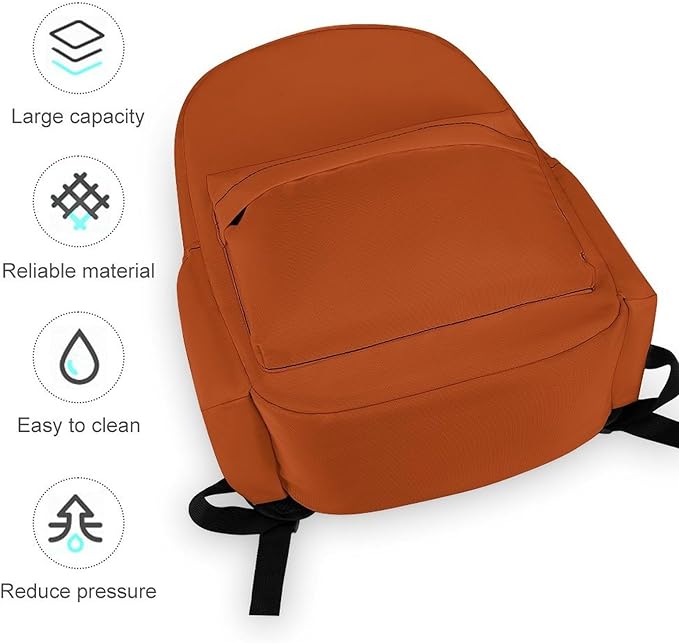Rust Backpack Adult Travel Daybag for Women Men College Backpack for Vacation Hiking Camping Bag