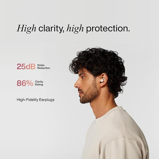 Hears Plus High-Fidelity Ear Plugs – Enhanced Noise Reduction for Loud Events, Focus, Travel & Noise Sensitivity – Certified 25dB SNR Hearing Protection – Reusable, Hypoallergenic Tips + Carry Case
