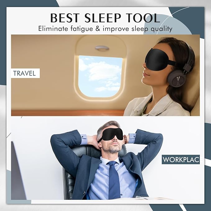 Bonuci 20 Pack Sleep Mask Blackout 3D Eye Mask for Ultralight Sleeping Night Blindfold Eye Covers with Adjustable Strap for Men Women Travel Gift Back and Side Sleeper (Black Bulk)
