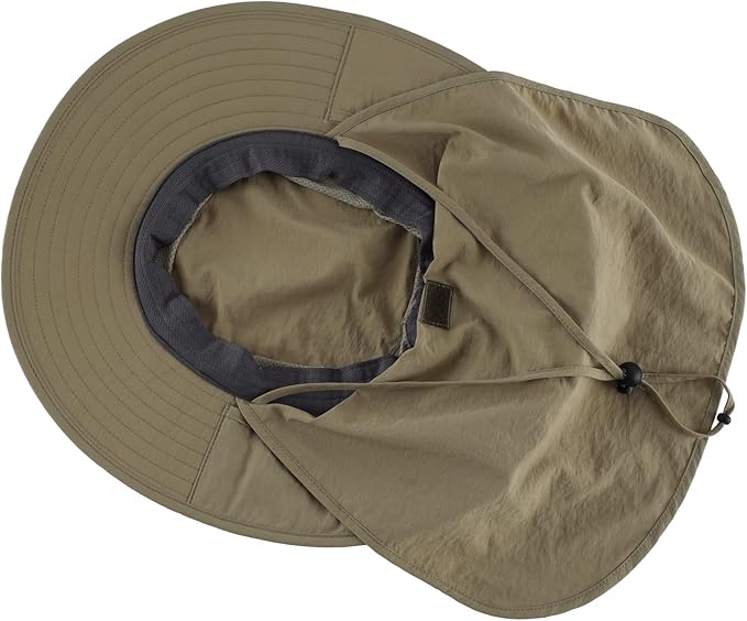 Home Prefer Outdoor UPF50+ Mesh Sun Hat Wide Brim Fishing Hat with Neck Flap Sun Hat for Men Women