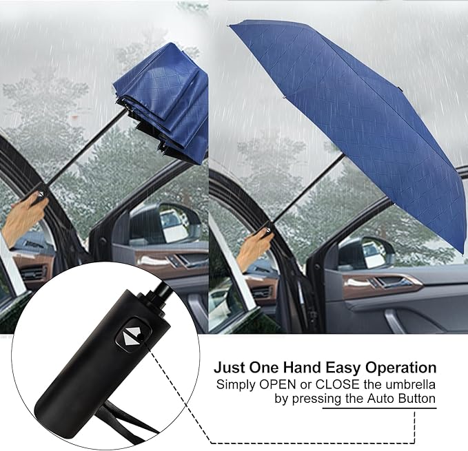 Satol 46/54/62 Inch Large Golf Umbrella, Windproof 10 Ribs Automatic Open/Close Oversize Double Canopy Vented Portable Folding Travel Umbrellas, UPF 50+ Sun & Rain Compact Umbrellas for Outdoor