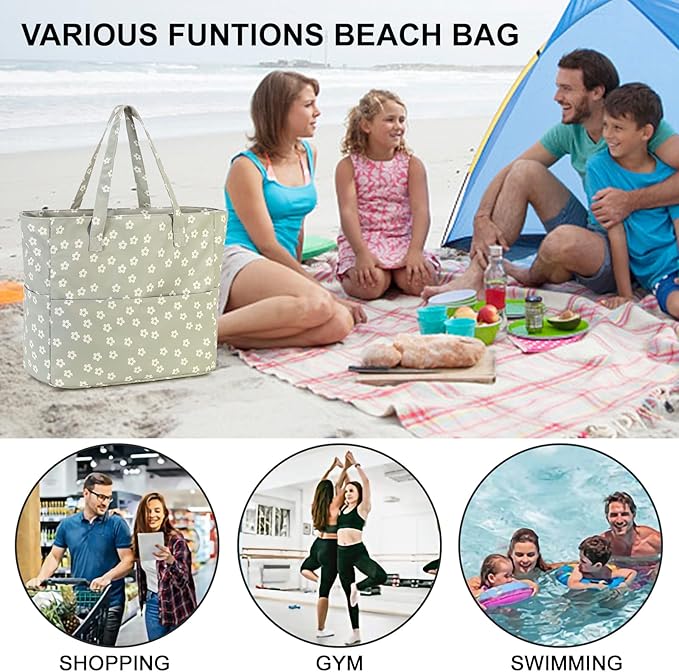 Bluboon Waterproof Beach Tote Pool Bags for Women Ladies Extra Large Carry On Bag With Wet Compartment for Weekender Travel