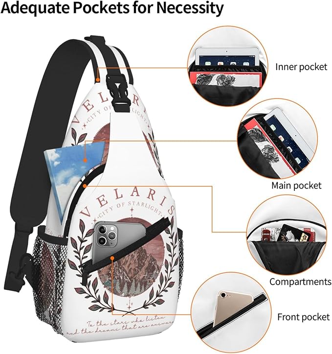 Velaris City Of Starlight Crossbody Bag Trendy Sling Bag Bakpack Casual Chest Bags Daypack For Hiking Walking Travel Running(2)