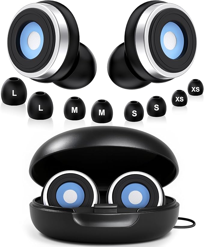 Jiaao Ear Plugs for Sleeping, 45dB Noise Canceling Reusable Silicone Ear Plugs,8 Eartips with Portable Box, Perfect for Concerts,Snoring, Study, Sleep and Travel