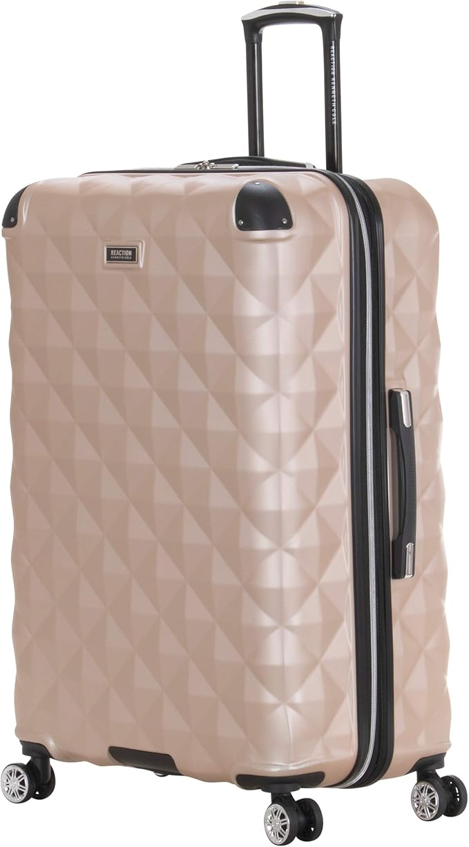 Kenneth Cole REACTION Diamond Tower Collection Lightweight Hardside Expandable 8-Wheel Spinner Travel Luggage, Rose Gold, 28-Inch Checked