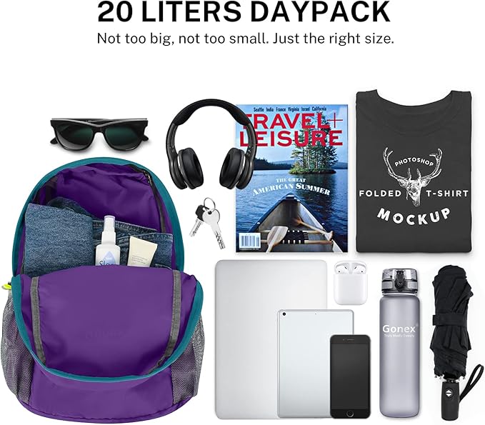 Gonex Ultra Lightweight Packable Backpack 20L Daypack Handy Foldable Camping Outdoor Travel Cycling Backpacking