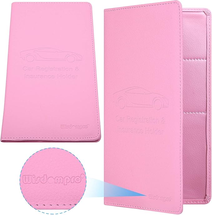 Wisdompro Car Document Holder Organiser, PU Leather Vehicle Insurance and Registration Holders Wallet Case for ID Card, Driving Licence, Key Contact Information Cards