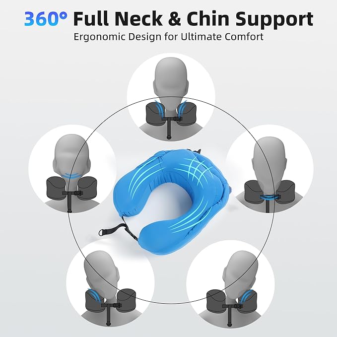 Cooling Fabric Privacy-Friendly Neck Pillow for Kids & Adults, Sensory-Friendly Memory Foam Hooded Pillow for Airplane, Portable, Ultimate Comfort Travel Gifts(Summer)