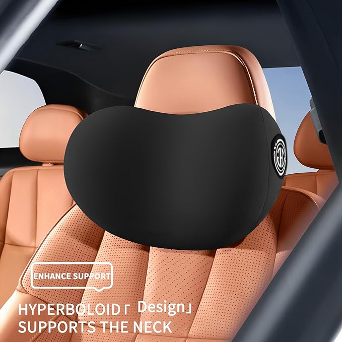 2 Pack Car Neck Pillow, Soft Car Headrest Pillow for Driving with Adjustable Strap (Black)