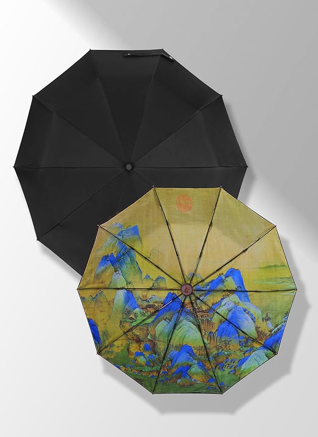 Rain Cats Large Umbrella 45 Inch diameter Umbrellas for rain Strong10 Ribs Fiberglass Windproof big Compact Automatic portable Folding Travel/Thick Fabric/Wood handle