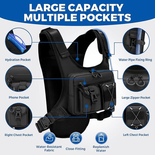 Criuage USA Original Patent Running Hydration Vest Backpack, Lightweight Chest Pack with 2.0L Water Bladder Bag Daypack for Hiking Running Cycling Race Marathon for Women Men