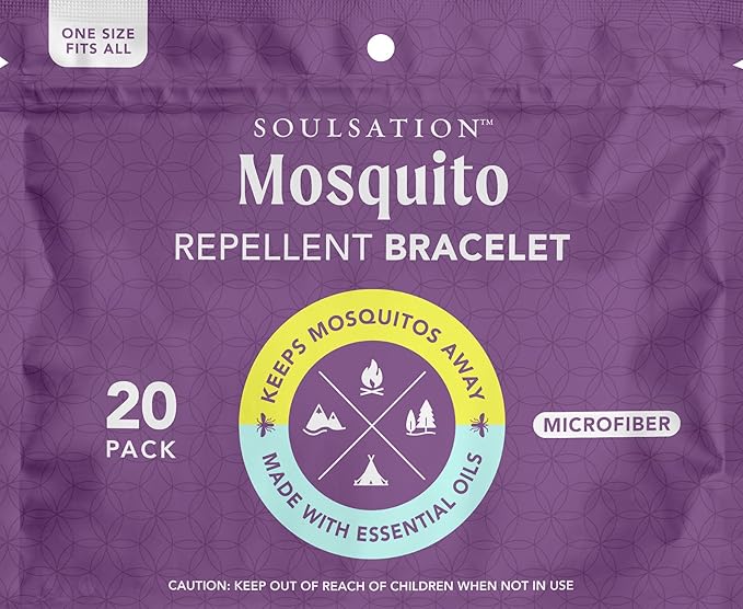 20 Pack Mosquito Repellent Bracelets Microfiber - for Kids & Adults, Natural DEET-Free
