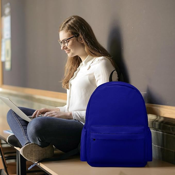 Navy Blue Backpack Adult Travel Daybag for Women Men College Backpack for Vacation Hiking Camping Bag