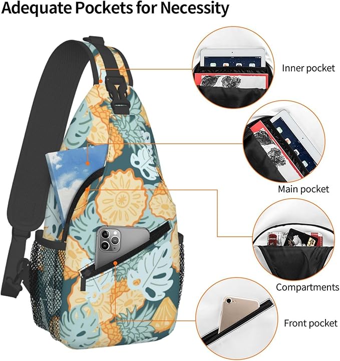 Hawaii Tropical Palm Sling Backpack Crossbody Bag Casual Chest Bags Travel Hiking Daypack Shoulder Bag for Women Men