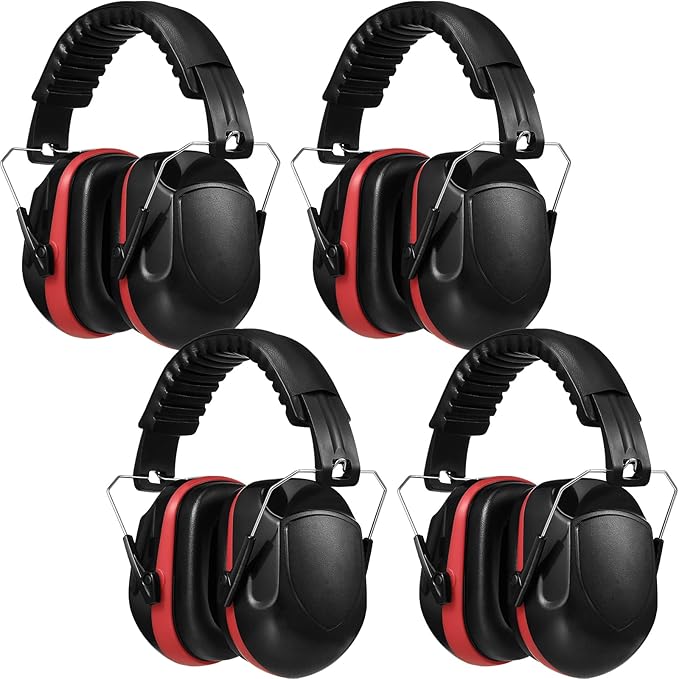 4 Pack NRR 28dB Safety Ear Muffs, Foldable Noise Reduction Safety Ear Protection Adult Noise Cancelling Earmuffs for Shooting