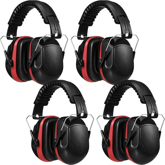 4 Pack NRR 28dB Safety Ear Muffs, Foldable Noise Reduction Safety Ear Protection Adult Noise Cancelling Earmuffs for Shooting