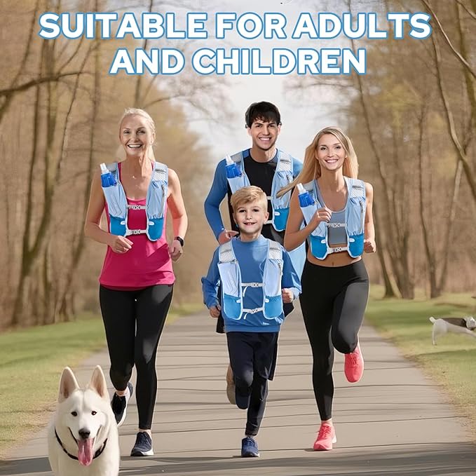 Lightweight Running Vest for Women Men, Adjustable Hydration Backpack with 500ml TPU Soft Flask, Breathable Reflective Large Capacity Water Backpack for Running Cycling Marathon Hiking