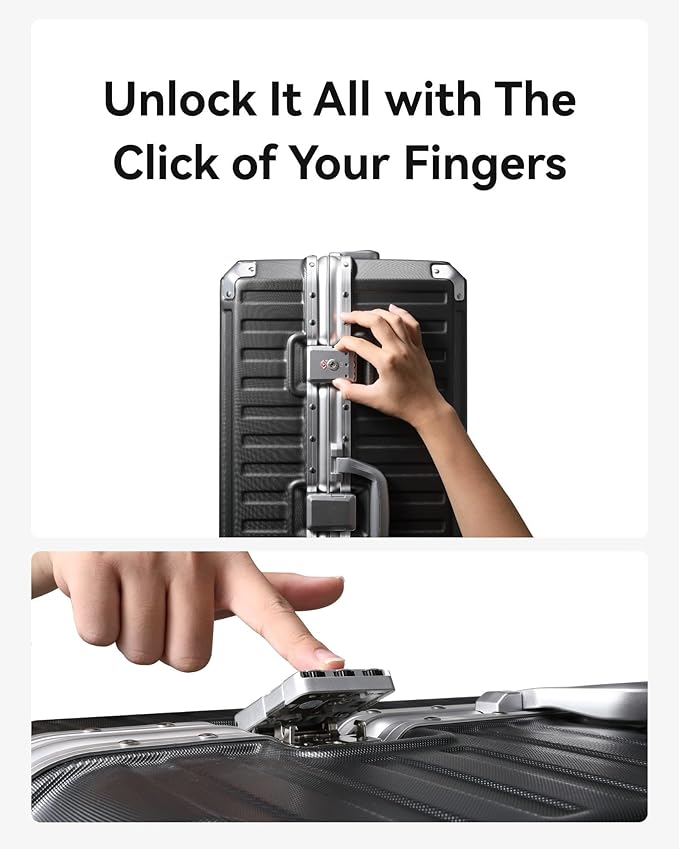 LUGGEX Carry On Luggage with Spinner Wheels, 20 Inch Aluminum Frame Zipperless Polycarbonate Hard Shell Suitcase, Silver