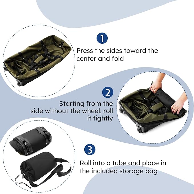 110L Expandable to 140L 32” Foldable Oxford Soft-Sided Rolling Duffle Bag with 2 Heavy-Duty Wheels,3 Large Compartments,Adjustable Shoulder Strap and Attached Organizer Pouch,Green