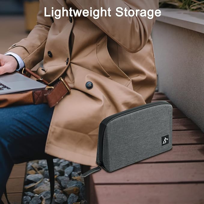 Electronic Organizer Travel Case – Waterproof Cable Bag for Cord, Charger, Hard Disk, Power Bank – Small Tech Storage for Travel, Backpack, Business Trip, Airplane (Dark Gray)