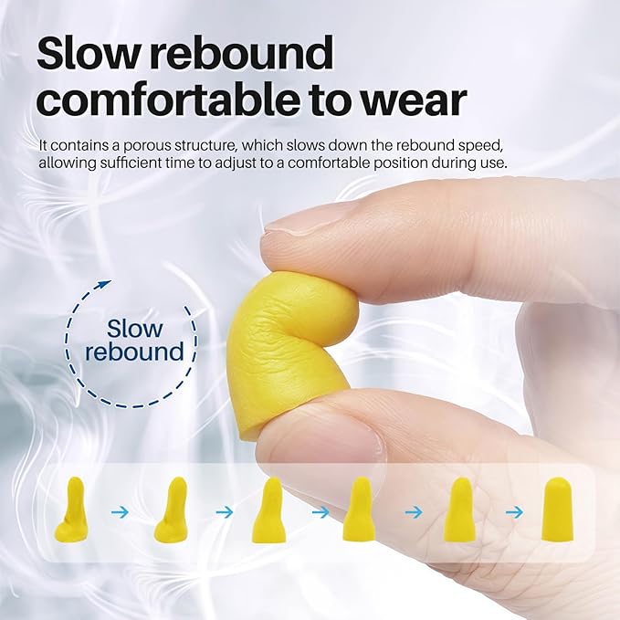250 Pairs Quality Foam Ear Plugs Bulk, NRR 32dB for Shooting,Sleeping,Work & Construction Site,Yellow