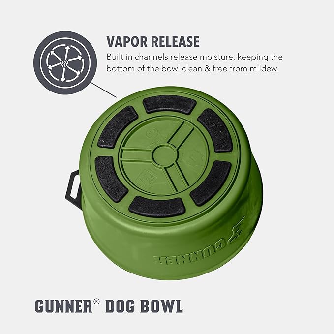 GUNNER Dog Bowl with Spill-Proof Travel Lid – 7.5" x 3.75", 1.3 lb, 7-Cup Capacity, BPA-Free, Rust-Proof, Shock-Resistant, Stackable, Dishwasher Safe, Leak-Resistant Nesting Lid – Green