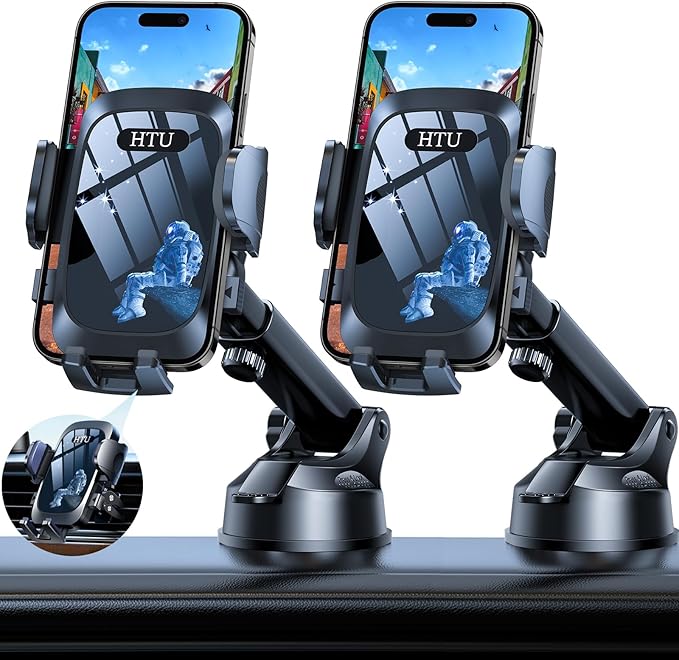 2025 Ultimate Car Phone Holder【80+LBS Strongest Suction & Military-Grade】 Universal Cell Phone Holder Truck Car Mount for Dashboard Windshield Air Vent for iPhone 17 16 Pro Max 15 Samsung 2pcs,Blue