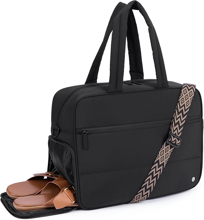 CLUCI Weekender Travel Bag for Women Puffer Tote Bag Carry On Duffle Overnight Bags with Shoe Compartment