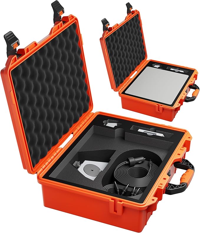 Orange Starlink Mini Case, Hard Waterproof Travel Case for Star Link Mini with Molded Foam for Accessories, Lockable Storage Bag