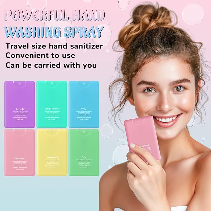 6 Pcs Hand Sanitizer Spray Travel Size Mini Scented Hydrating Hand Sanitizer Mist Colorful Refillable Spray Bottles New Year Gift for Women Birthday Gifts