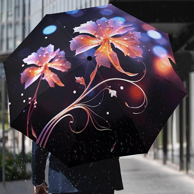 Portable High-density carbon steel structure Portable Travel Umbrella Windproof 3‑Fold Smooth Auto Open Compact Protective