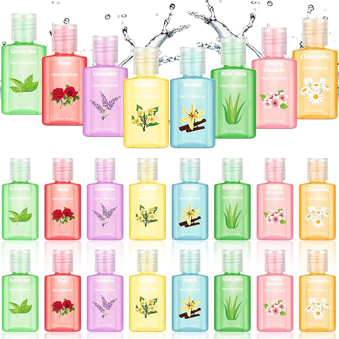 Frienda 24 Pcs Mini Hand Sanitizers Bulk Travel Size Scented Hand Sanitizer 1 Fl oz for Guest Xmas Christmas Stocking Stuffers Teacher Nurse Coworker Teacher Office Gift Homeless Care Package Supplies