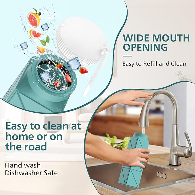 610ml Collapsible Water Bottles Upgrade Foldable Water Bottle BPA Free Reusable Lightweight LeakProof Silicone Water Bottles 20.6oz for Travel Gym Hiking Office Camping Outdoor Sport Green