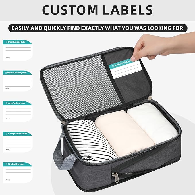 BAGAIL 6 Set/4 Set Lightweight Compression Packing Cubes with Packing List, Anti-Tearing Expandable Organizer Bags for Travel