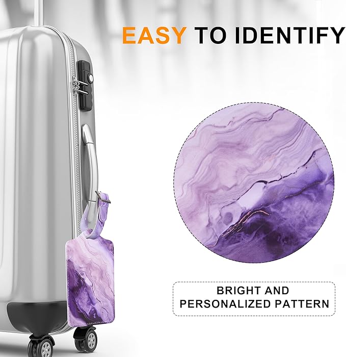 4 Pack Luggage Tag for Suitcases TSA Approved, Leather Suitcase Tags Identifiers, Cute Bag Name Travel Tags ID Labels for Women Men Cruise Airport Luggage Travel Essentials by Sodsay