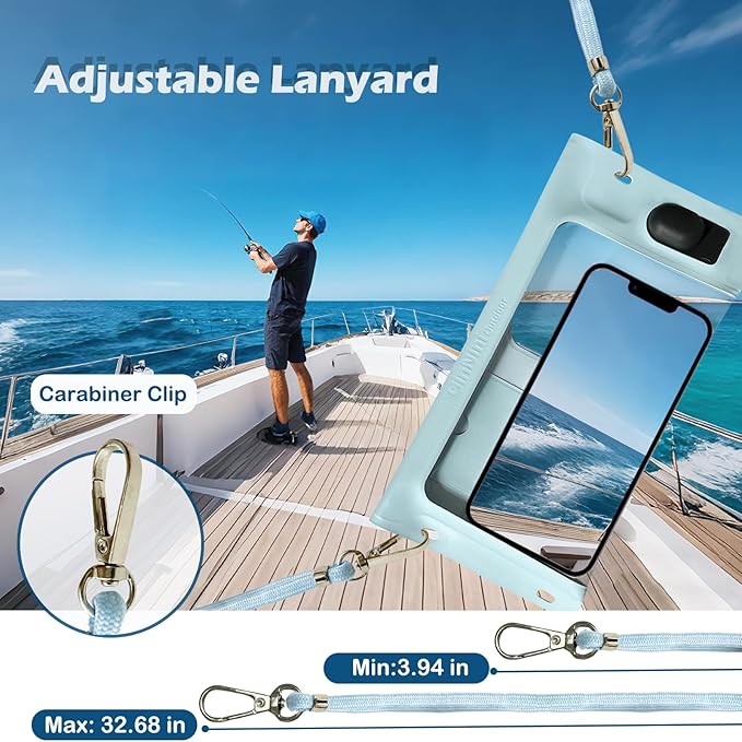 Vacuum Cell Phone Waterproof Phone Pouch iPhone Casemate Waterproof Phone case with Lanyard Small Water Proof Pouch Water Phone Protector Water case for Phone case Water Proof IP68 Max 7” Blue