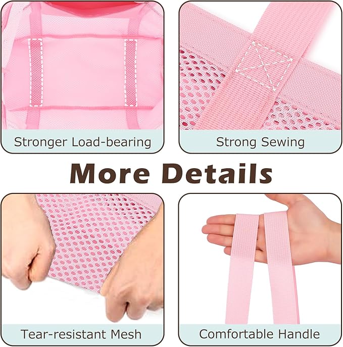 Mesh Beach Bag, Large Beach Tote with Zipper Pocket for Family Pool Bag for Toys & Vacation Essentials