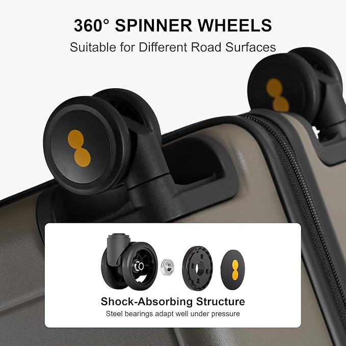 LEVEL8 Elegance Checked Luggage, 24 Inch Hardside Suitcase, Lightweight Matte Hardshell with Tsa Lock, Large Suitcases with Spinner Wheels, Olive Green