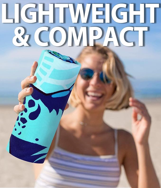 Margelife Sand Proof Microfiber Beach Towels Adult –Quick Fast Dry Beach Oversized Accessories for Travel Swimming Pool Yoga Blanket Lightweight Must Haves Items Women Gifts Turtle Coconut Tree