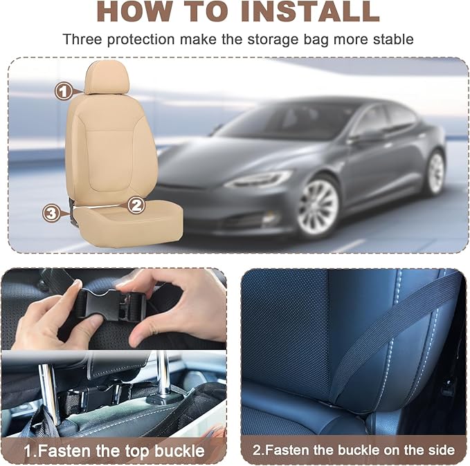 GMQ Backseat Car Organizer with Touch Screen,Kick Mats Back Seat Organizer for Kids,Multifunctional Seat Back Organizer Car Travel Accessories (Black, 1 PC)