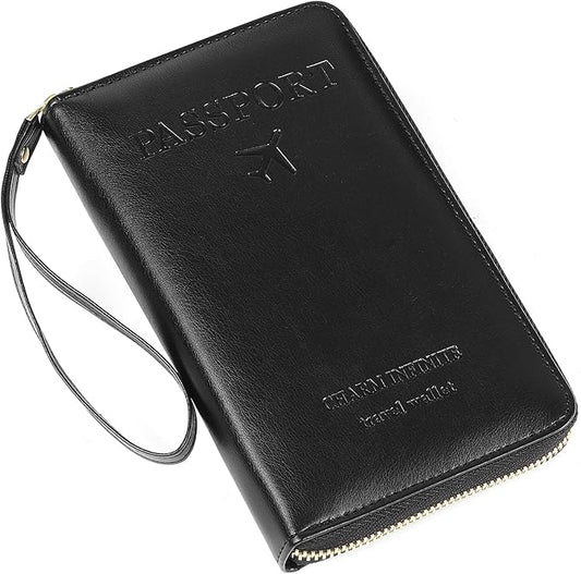 Leather RFID Blocking Passport Holder Travel Wallet, Passport Cover/Travel Wallet for Women/Men with