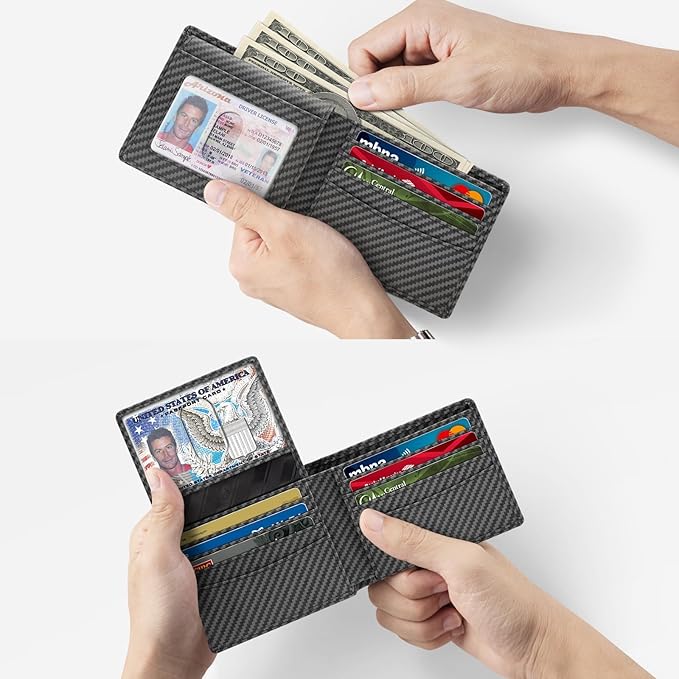 Zitahli Wallet for Men 12 Card Holder Slim Rfid Leather 2 ID Window Wallets With Gift Box Men's Accessories