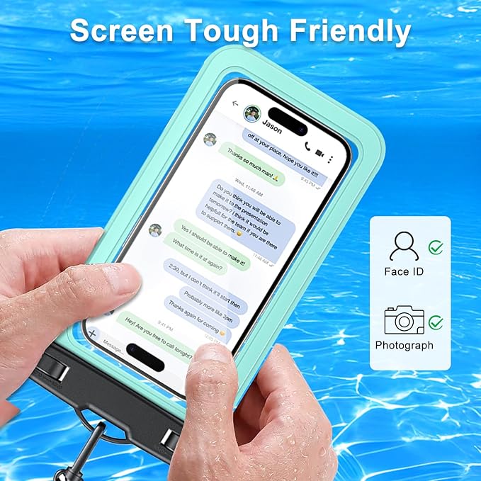 2 Pack Waterproof Phone Pouch with Adjustable Lanyard for iPhone 17 16 15 14 13 12 Pro Max, Samsung Galaxy S25/S24 up to 7.5", IPX8 Cellphone Water Proof Phone Case Dry Bags Black/Green