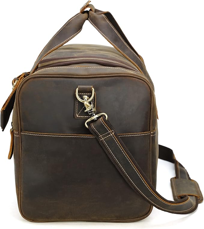 Polare 24 Inch Leather Duffel Bag for Men Full Grain Leather Travel Overnight Gym Sports Weekender Bag Large