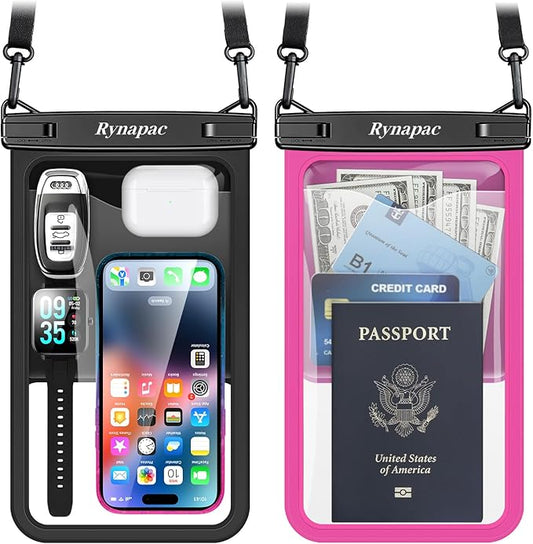[Up to 10"] Large Waterproof Phone Pouch Bag - 2 Pack Waterproof Phone Case for iPhone 16 15 14 Pro Max Galaxy S25 S24 Ultra, IPX8 Cellphone Water Protector Pouch Beach Essentials Travel Must Haves